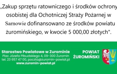 Dofinansowanie Starostwa Powiatowego w Żurominie dla OSP 1