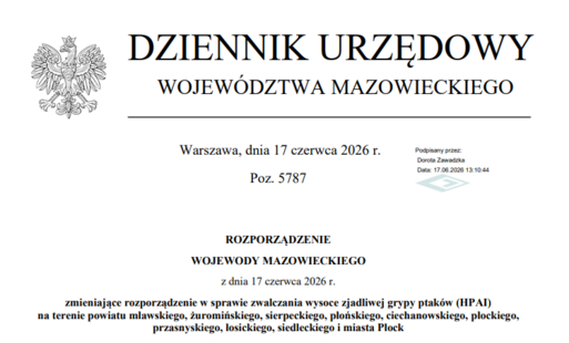 Fragment załączonych dokumentów z Dziennika Urzędowego